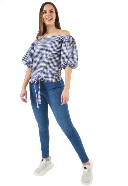 Blusa de Cuadros Mangas 3/4