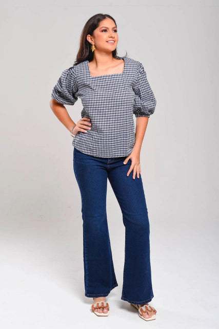 Blusa Manga 3/4 de Cuadros