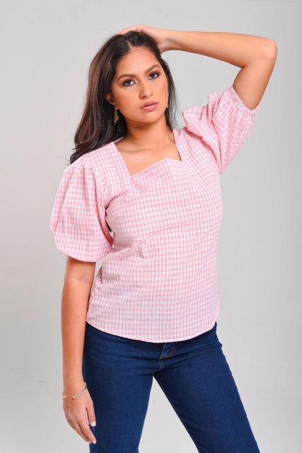 Blusa Manga 3/4 de Cuadros