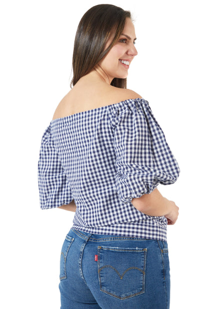 Blusa de Cuadros Mangas 3/4