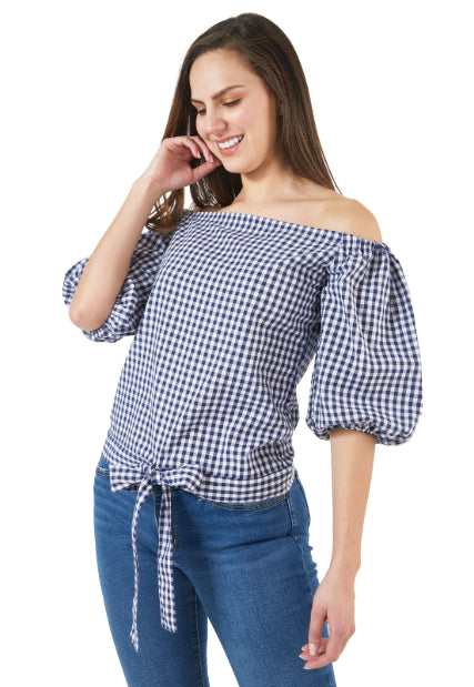 Blusa de Cuadros Mangas 3/4